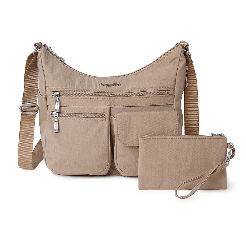 Baggallini Everywhere Bagg Crossbody Bag with RFID-Blocking Wristlet, Beach