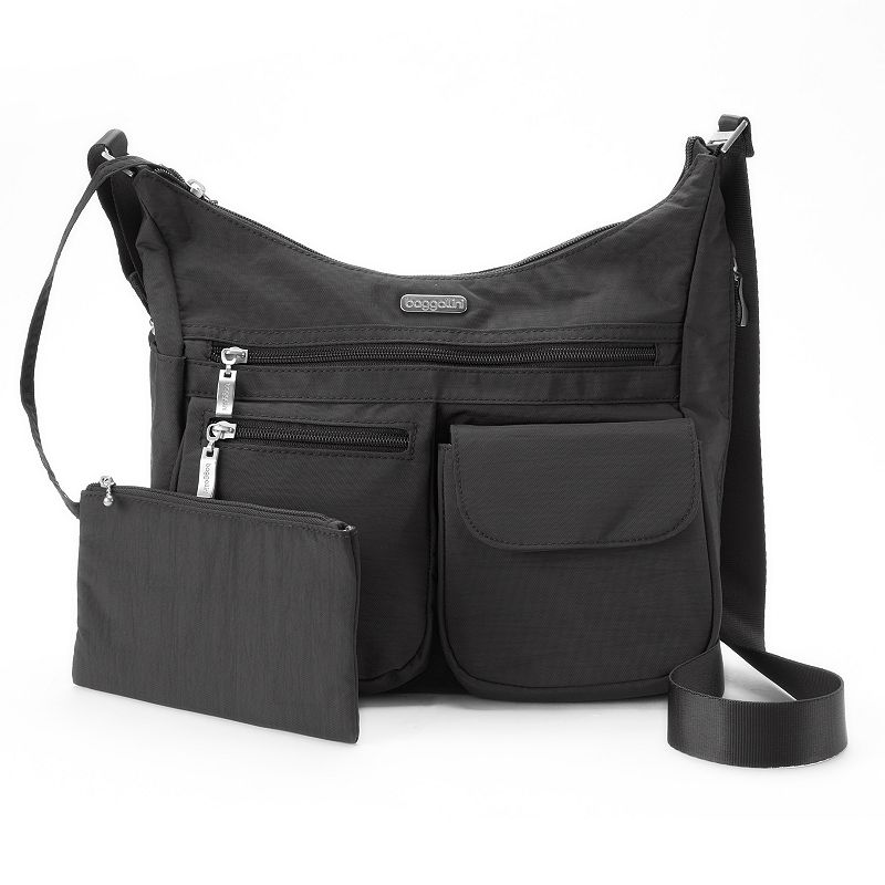 Baggallini Everywhere Bagg Crossbody Bag with RFID-Blocking Wristlet, Black Sand