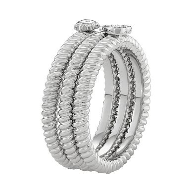 Jewelexcess Sterling Silver Diamond Accent Heart, Sun & Star Stack Ring Set