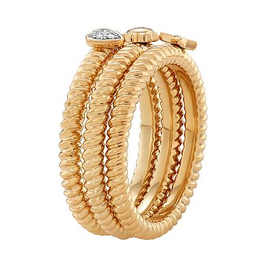 Jewelexcess Sterling Silver Diamond Accent Heart, Sun & Star Stack Ring Set