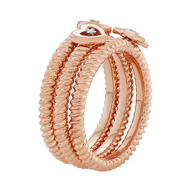 Jewelexcess Sterling Silver Diamond Accent Heart, Star & Peace Sign Stack Ring Set