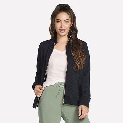 スケッチャーズ SKECHERS GoWalk Jacket Scoop Hem レディース Sweaters Black Skechers Women's GO Walk Pickleball Jacket, Asphalt, Small