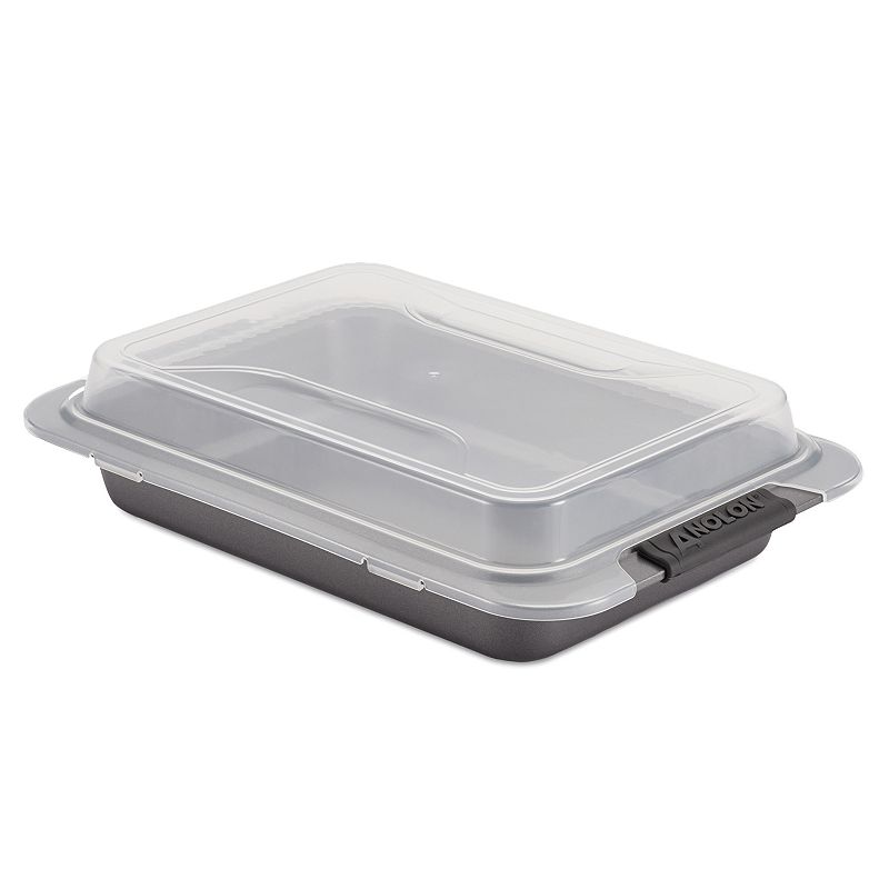 Anolon Advanced Bakeware Nonstick Cake Pan with Lid  9-Inch x 13-Inch  Gray with Silicone Grips