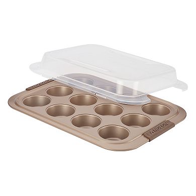 Anolon Advanced Bronze Nonstick Muffin Pan with Lid
