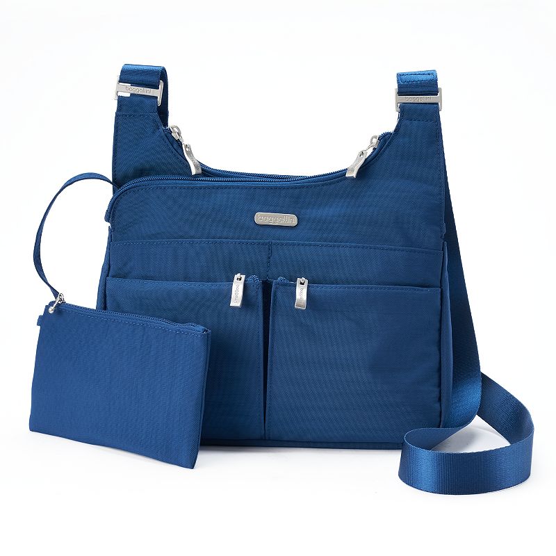Women's Baggallini Cross Over Crossbody Bag with RFID Blocking Wristlet, Pacific