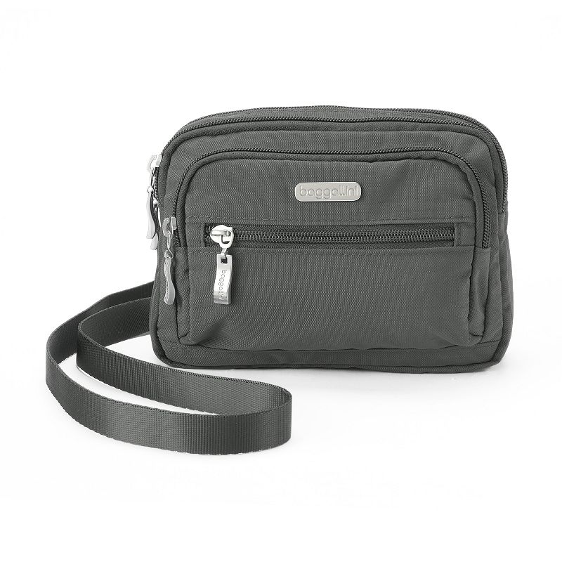 baggallini Triple Zipper Convertible Crossbody Bag, Grey