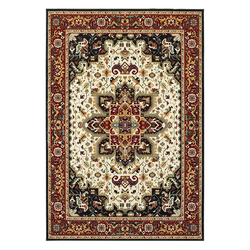 StyleHaven Keswick Regent Medallion Framed Rug, Red, 8X11 Ft