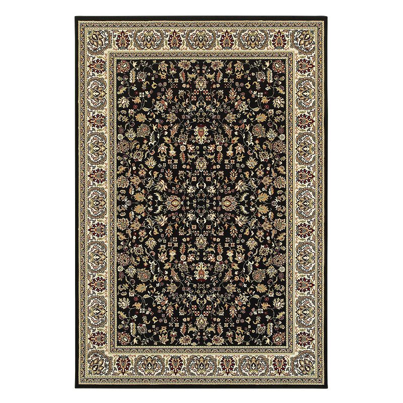 StyleHaven Keswick Floral Traditions Framed Rug, Black, 10X13 Ft