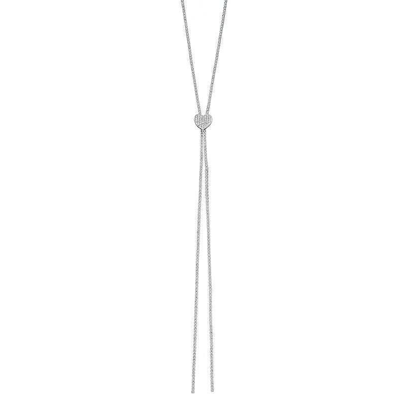 Crystal Avenue Long Heart Lariat Necklace, Womens, Size: 47, Grey