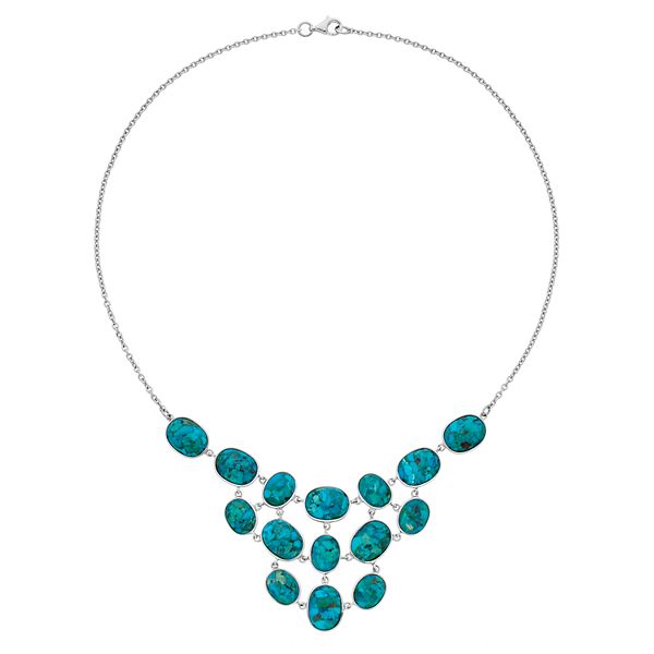 Sterling Silver Simulated Turquoise Statement Necklace