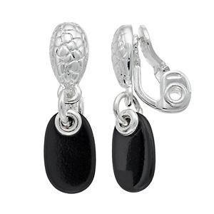 Dana Buchman Pebbled Double Drop Nickel Free Clip-On Earrings