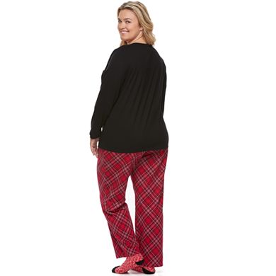 Plus Size Croft & Barrow® Pajamas: Knit Sleep Top, Pants & Socks 3-Piece PJ Set