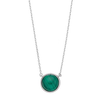 Nautica Rocks Sterling Silver Malachite Cabochon Necklace