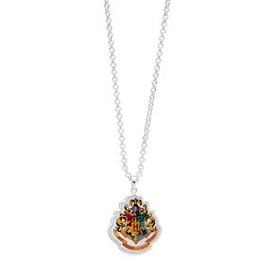 Harry Potter Silver Plated Hogwarts Crest Pendant Necklace