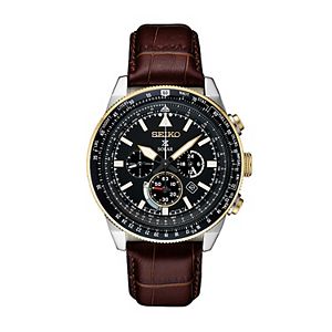 Seiko Men's Prospex Leather Solar Aviator Watch - SSC632