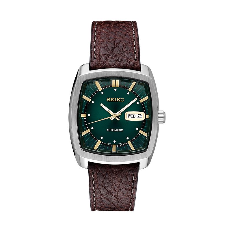 Seiko Men's Recraft Leather Automatic Watch - SNKP27, Size: Large, Brown