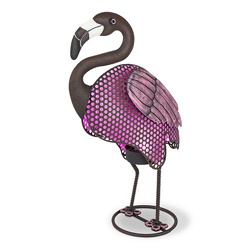 Gerson Solar Powered Light-Up Pink Flamingo Garden Decor