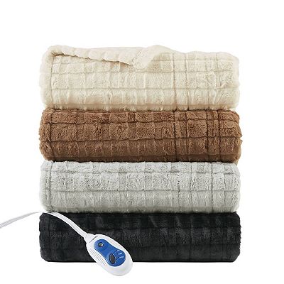 Beautyrest marselle oversized faux fur heated throw sale