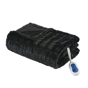 Beautyrest Marselle Oversized Faux Fur Electric Heated Throw Blanket