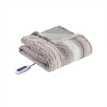 Beautyrest Marselle Oversized Faux Fur Electric Heated Throw Blanket