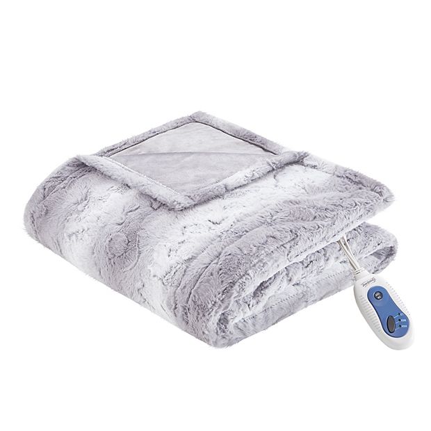 Beautyrest Marselle Oversized Faux Fur Electric Heated Throw Blanket