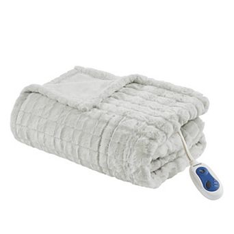 Beautyrest Marselle Oversized Faux Fur Electric Heated Throw Blanket