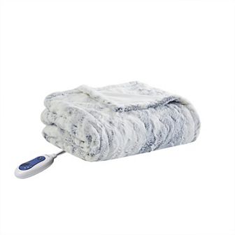 Beautyrest Marselle Oversized Faux Fur Electric Heated Throw Blanket
