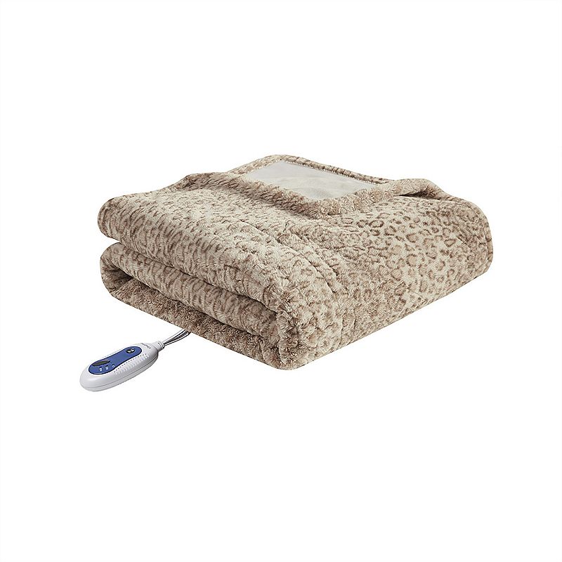 Beautyrest Marselle Oversized Faux Fur Heated Throw, Multicolor
