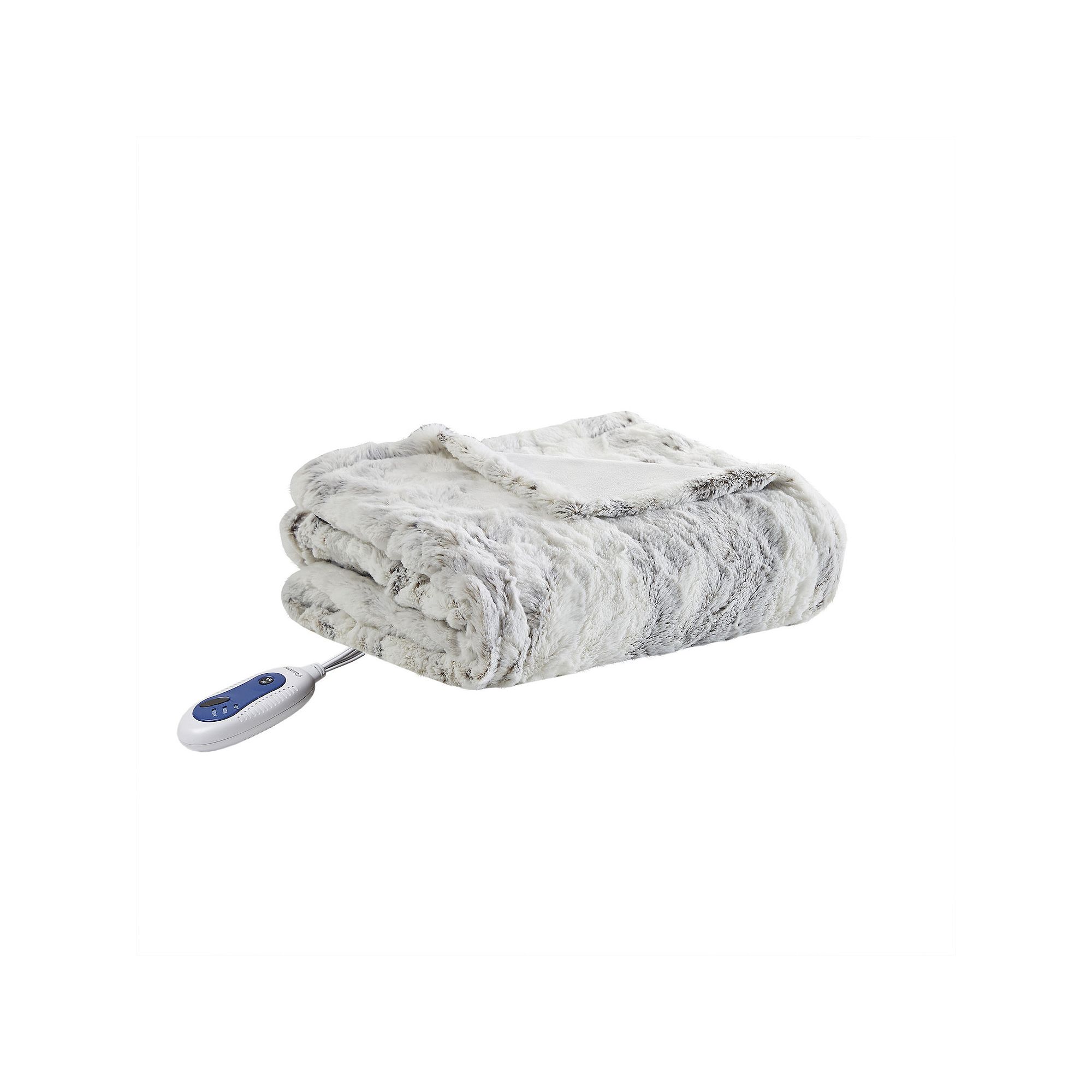 Beautyrest Marselle Oversized Faux Fur Electric Heated Throw Blanket, Natur