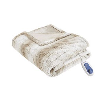 Beautyrest Marselle Oversized Faux Fur Electric Heated Throw Blanket