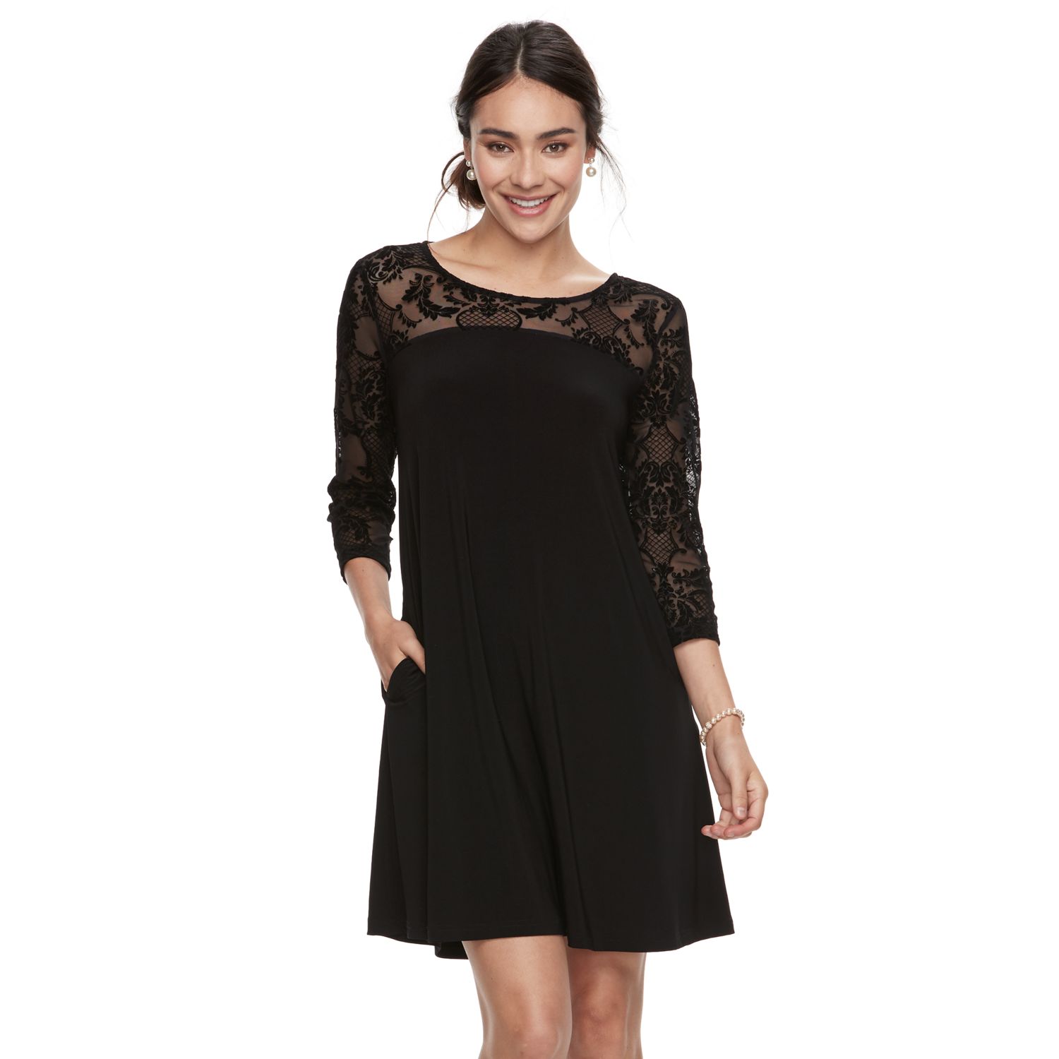 lace yoke swing dress