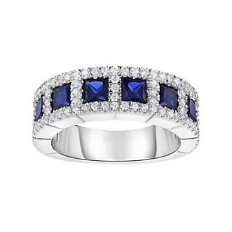 Sterling Silver Lab-Created Sapphire & Cubic Zirconia Ring