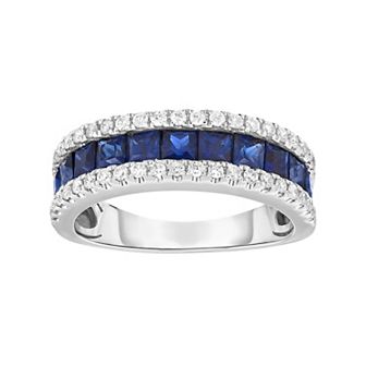 Sterling Silver Channel-Set Lab-Created Sapphire Ring