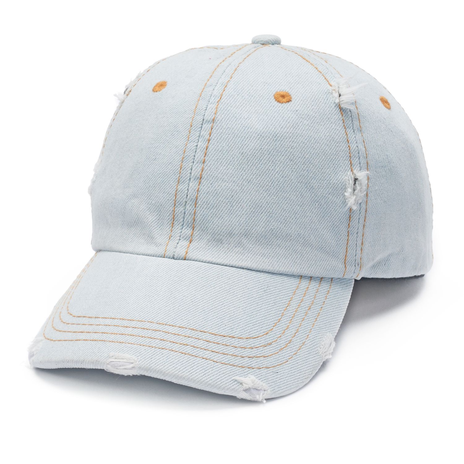 distressed denim baseball cap