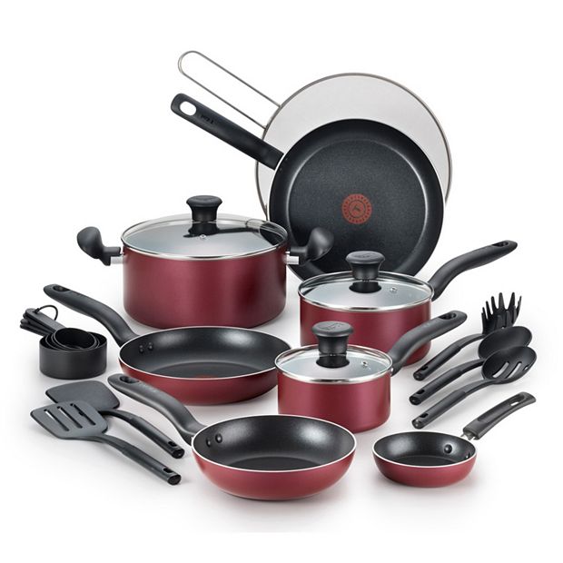 T-fal Kitchen Solutions Cookware Set, Red, 20 Pieces 