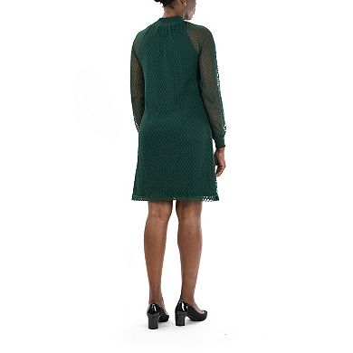 Women's Nina Leonard Lace Mockneck Trapeze Dress