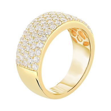 Gold Tone Sterling Silver Cubic Zirconia Pave Ring 