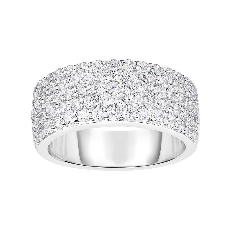 Sterling Silver Cubic Zirconia Pave Ring, Womens, Size: 7, White