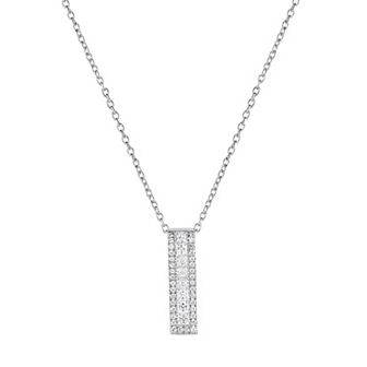 Oro Leoni Sterling Silver Cubic Zirconia Rectangle Pendant Necklace