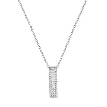 Oro Leoni Sterling Silver Cubic Zirconia Rectangle Pendant Necklace
