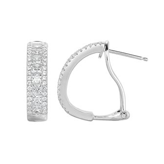 Oro Leoni Sterling Silver Cubic Zirconia Hoop Earrings