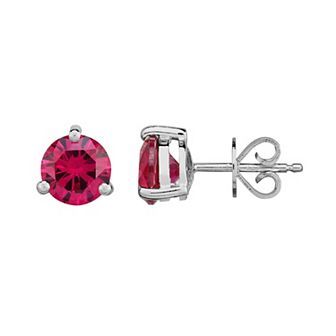 Sterling Silver Lab-Created Ruby Stud Earrings