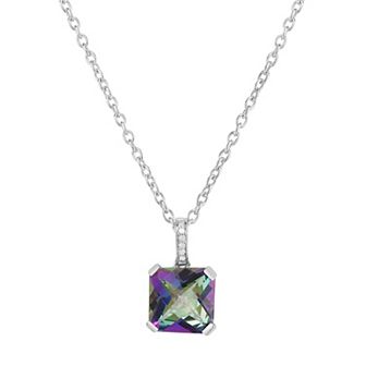 Oro Leoni Sterling Silver Mystic Topaz & Diamond Accent Pendant Necklace