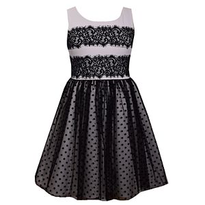 Girls 7-16 & Plus Size Bonnie Jean Lace & Flocked Dot Mesh Scuba Dress
