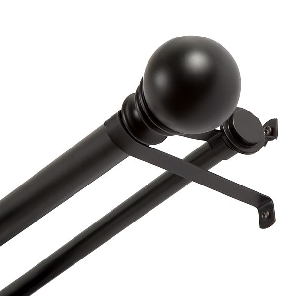 Kenney 1” Diameter Layla Value Decorative Adjustable Double Curtain Rod Set - Black