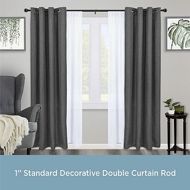 Kenney 1” Diameter Layla Value Decorative Adjustable Double Curtain Rod Set