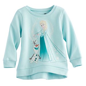 Disney's Frozen Elsa & Olaf Baby Girl High-Low Fleece Lined Pullover Sweater