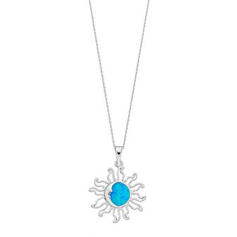 Nautica Rocks Sterling Silver Lab-Created Blue Opal Sun Pendant