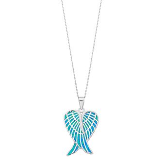 Nautica Rocks Sterling Silver Lab-Created Blue Opal Angel Wings Pendant