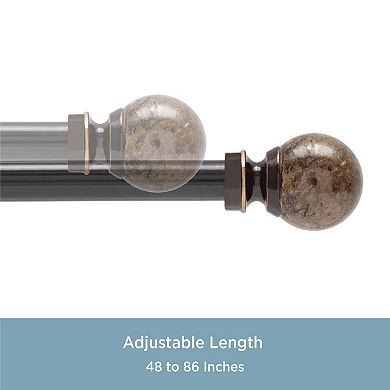 Kenney 1/2” Diameter Jillian Petite Café Decorative Adjustable Curtain Rod Set